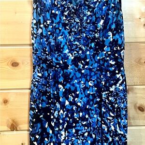London Times Blue and Black Midi Dress